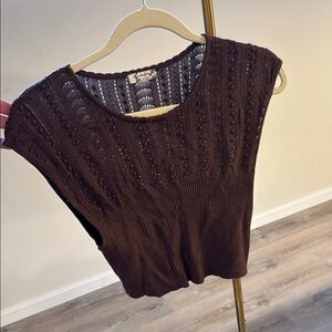 Brown Sleeveless Knit Top
